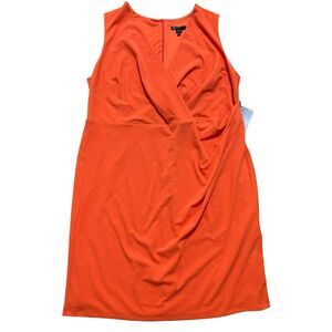 Maggy London ‘Woman’ Plus Sz 22 Sleeveless Dress V Neck Knee Length Orange NWT